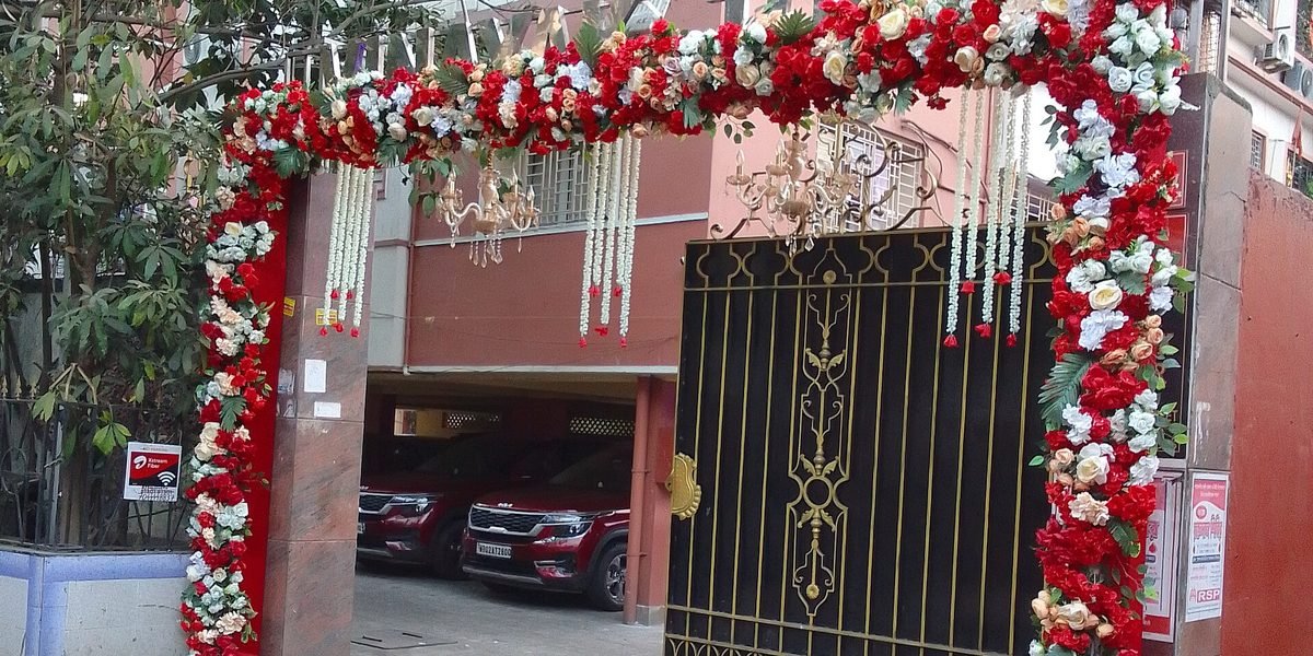 Decorated welcome entrance area for guests